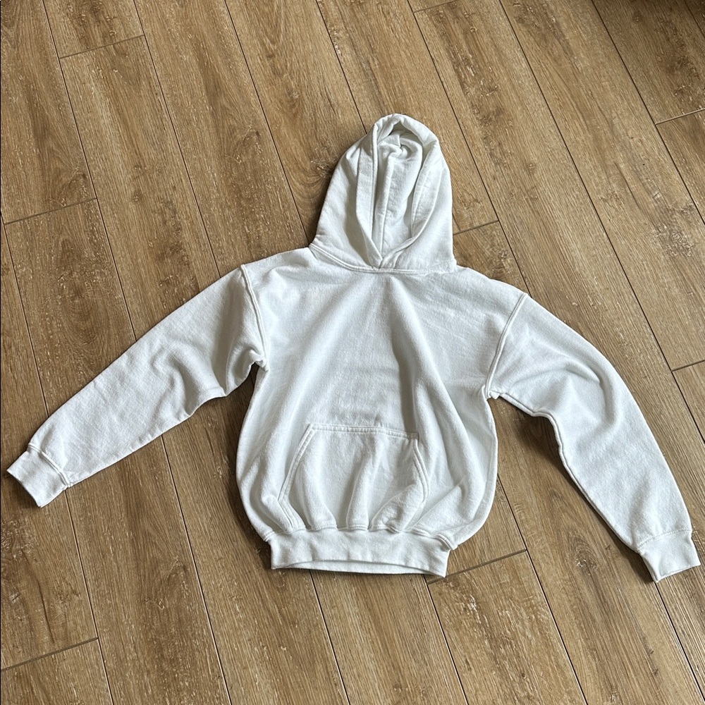 Golden White hooded sweatshirt Unisex Size M youth